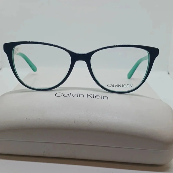 NWT women's CALVIN KLEIN EYEGLASS FRAMES CK19516 black & teal